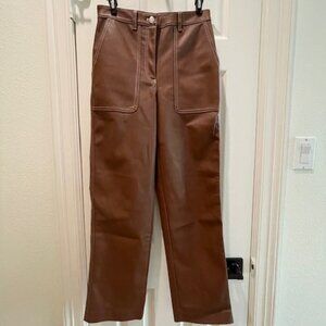Aritzia Wilfred Brown Vegan Leather Pants Size 2